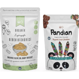 OG natural Organik Pandian Çocuk Çikolatası ve Organik Bebek Bisküvisi seti
