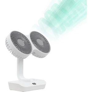 Çift Başlı Taşınabilir USB Şarjlı Fan, LED Gece Lambası ve 5000MAH Pil ile Uzun Çalışma Süresi, Ayarlanabilir Hız ve 270° Dönebilir Kafalar, Ev, Ofis, Kamp Için Ideal (CZ-01X - Beyaz)
