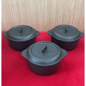 12 cm 3'lü Yuvarlak Set Güveç Tencere Mat Siyah