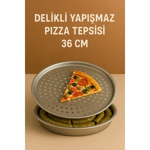 Yapışmaz Delikli Pizza Tepsisi | Delikli Pizza ve Lahmacun Tepsisi 36CM