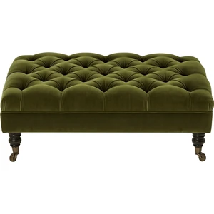 The Ivy Palm Yeşil Kadife Chester Dikdörtgen Puf