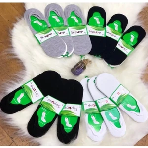 12'li Paket Arkası Silikonlu Kaymayan Bambu Babet Çorap