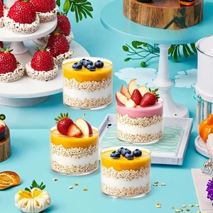 400 ml (6'lı Set) Borosilikat Cam Sunum Kasesi - Magnolia - Puding - Reçel - (9 cm x 7 Cm)