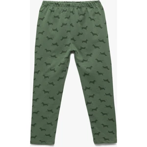 Beli Lastikli Köpek Baskılı Pamuklu Uzun Tayt