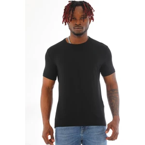 Erkek Slim Fit Pamuk Likra Basic Kısa Kol T-Shirt-Siyah