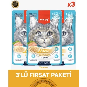 Pouch Tavuklu Yaş Kedi Maması 3lü Fırsat 3X70GR