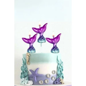 Lila  Deniz Kızı 3'lü Kısa Mum