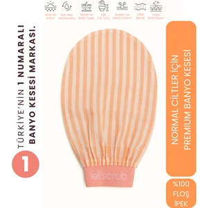 Premium Banyo Kesesi Turuncu Zebra Model Peeling Eldiveni %100 Floş Ipek Normal Ciltler İçin Kese