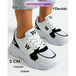 Kadın Beyaz Spor Ayakkabı 5 Cm Yüksek Air Taban Günlük Sneaker X110