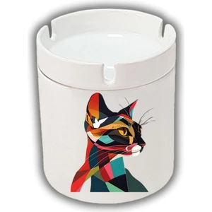 Modern Kedi Baskılı Küllük Kül Tablası