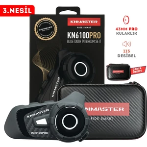KN6100 Motosiklet Kask Interkom Bluetooth Intercom Kulaklık Seti Karbon Siyah