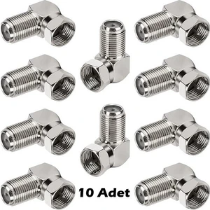 10 Adet L Tipi Konnektör Fiş Rg6 Çevirmeli 90 Derece Tv Uydu Cvtv Sistemleri