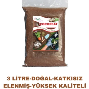 Cocopeat (KATKISIZ VE ELENMİŞ) Hindistan Cevizi Kabuğu Torfu (3 LİTRE)
