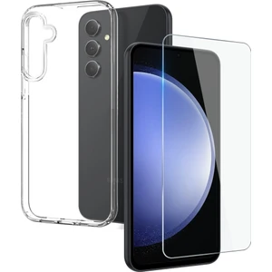 Samsung Galaxy S23 FE Şeffaf Silikon Kılıf + Cam Ekran Koruyucu Seti (1 CAM 1 KILIF)