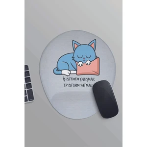 Qoeuyl Boutique Iç Istemem Çalışmak Ep Isterim Yatmak Sevimli Kedi Komik Baskılı Oval Bilek Destekli Mousepad