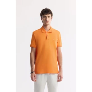 Erkek Turuncu Regular Fit %100 Pamuk Hızlı Kuruyan Kıvrılmayan Polo Yaka T-Shirt B001032