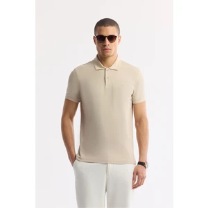 Erkek Bej Regular Fit %100 Pamuk Hızlı Kuruyan Kıvrılmayan Polo Yaka T-Shirt B001032