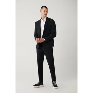Erkek Siyah Slim Fit Yandan Cepli Su Itici Bi Stretch Kumaş Lightweight Takım Elbise Pantolonu A41y3