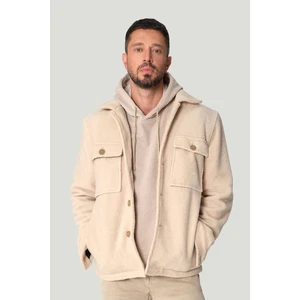 Erkek Bej Kapüşonlu Baskılı Elastan Sweatshirt A42y1332