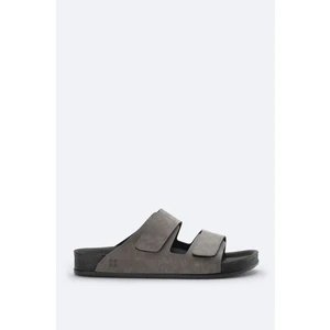 Avva Erkek Gri Çift Bantlı Hafif Rahat Taban Sandalet Terlik A51Y8301