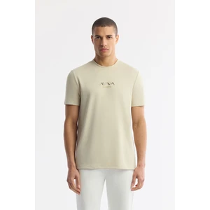 Avva Erkek Bej Bisiklet Yaka Baskılı Bi-Stretch İnterlok Regular Fit T-Shirt A51Y1006