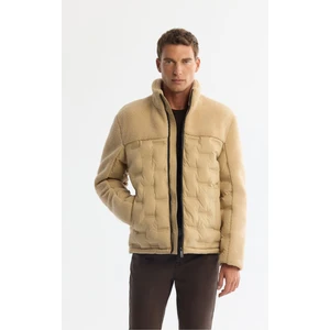 Avva Erkek Bej Dik Yaka Su İtici Rüzgar Geçirmez Elyaf Şişme Peluş Comfort Fit Mont A42Y6017