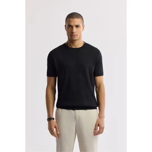 Avva Erkek Siyah Bisiklet Yaka Triko Regular Fit T-Shirt A51Y5023