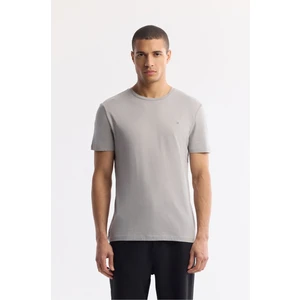 Erkek Gri Regular Fit Soft Touch Bisiklet Yaka Düz Modal T-Shirt B001171