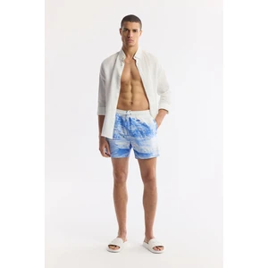 Avva Erkek Mavi Hızlı Kuruyan Baskılı Çantalı Relaxed Fit Relaxed Fit Deniz Şortu A51Y3821