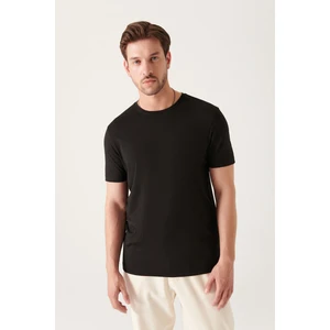 Erkek Siyah Regular Fit Soft Touch Bisiklet Yaka Düz Modal T-Shirt B001171