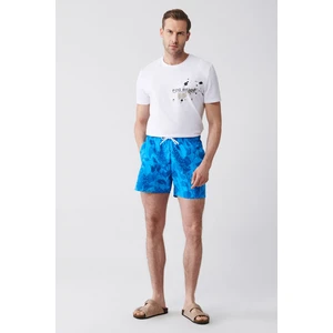 Erkek Yeşil-Mavi Baskılı Deniz Şortu E003802