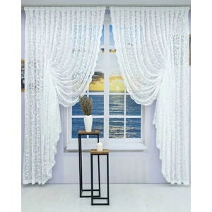 Büzgülü 2 Kanat Tül Fon Perde Kırık Beyaz