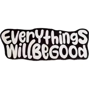 Buse Koleksiyonu Siyah Beyaz Yazı Detaylı Asimetrik Dokuma Taban Modern Dekoratif Halı BUSE50