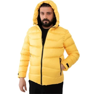 Spor Erkek Kapüşonlu Polarlı Kürklü Su Geçirmez Rüzgara Dayanıklı Şişme Mont Parka