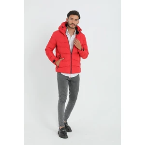 First Stops Spor Erkek Kapüşonlu Polarlı Kürklü Su Geçirmez Rüzgara Dayanıklı Şişme Mont Parka