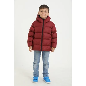 Erkek Çocuk Polarlı Kapüşonlu Su Geçirmez Rüzgara Dayanıklı Cepli Şişme Kışlık Mont