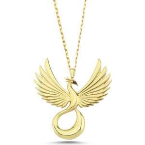Taşsız Anka Kuşu Altın Kaplama Gümüş Kolye