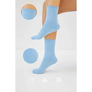Bambu Kadın Lastiksiz Buz Mavisi Soket Dikişsiz Premium Çorap 3'lü Paket Sıkmayan Çorap/ Iz Bırakmaz