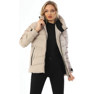 Kadın Polarlı Kapüşonlu Su Geçirmez Rüzgara Dayanıklı Şişme Kışlık Mont & Kaban & Parka