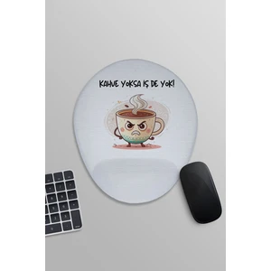 Qoeuyl Boutique Kahve Yoksa Iş De Yok Komik Eğlenceli Baskılı Oval Bilek Destekli Mousepad