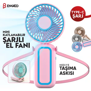 Katlanabilir Taşınabilir Şarjlı Sessiz Mini El Fanı Askılı Serinletici Güçlü El Fanı Vantilatör