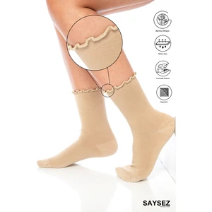 Bambu Kadın Lastiksiz Fırfırlı Soket Dikişsiz Premium Çorap / Iz Bırakmaz / Sıkmayan Çorap