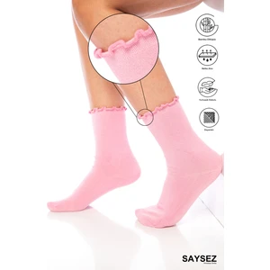 Bambu Kadın Lastiksiz Fırfırlı Soket Dikişsiz Premium Çorap / Iz Bırakmaz / Sıkmayan Çorap