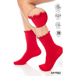 Bambu Kadın Lastiksiz Fırfırlı Soket Dikişsiz Premium Çorap / Iz Bırakmaz / Sıkmayan Çorap