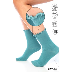 Bambu Kadın Lastiksiz Fırfırlı Soket Dikişsiz Premium Çorap / Iz Bırakmaz / Sıkmayan Çorap
