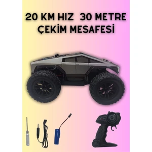 25KM Hız 2.4ghz Uzaktan Kumandalı Işıklı Şarjlı Tesla Cybertruck Görünümlü Pikap Araba