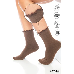 Bambu Kadın Lastiksiz Fırfırlı Soket Dikişsiz Premium Çorap / Iz Bırakmaz / Sıkmayan Çorap