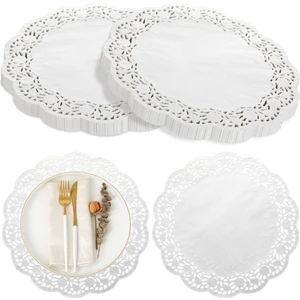 50 Adet Yuvarlak Dantel Kağıt Pasta Tabak Altlığı 26 cm Sunumluk