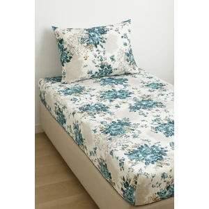 madame home Lastikli Çarşaf Takımı Tek Kişilik günlük kullanıma uygun yeşil çiçekli