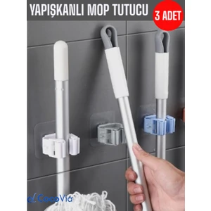 ( 3 Adet ) Çok Amaçlı Kullanılabilen Mop Tututu Yapışkanlı Pratik Mop Tutucu Mop Sapı Tutucu